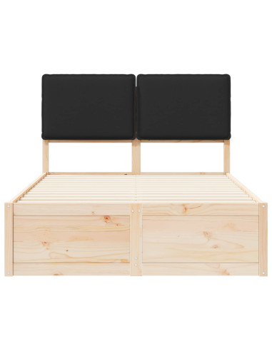 Letto con Testiera Rivestita Nero 120 x 200 cm Pino massello