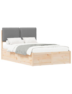 Letto con Testiera Rivestita Grigio chiaro 120 x 190 cm 2