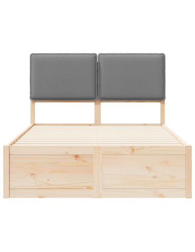 Letto con Testiera Rivestita Grigio chiaro 120 x 190 cm