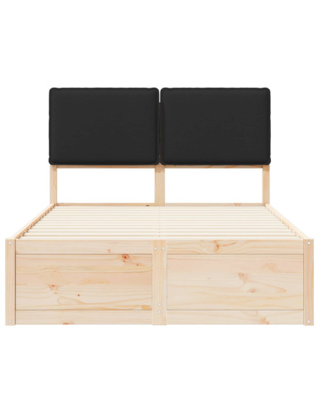 Letto con Testiera Rivestita Nero 120 x 190 cm Pino massello