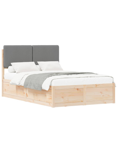 Letto con Testiera Rivestita Grigio chiaro 120 x 200 cm