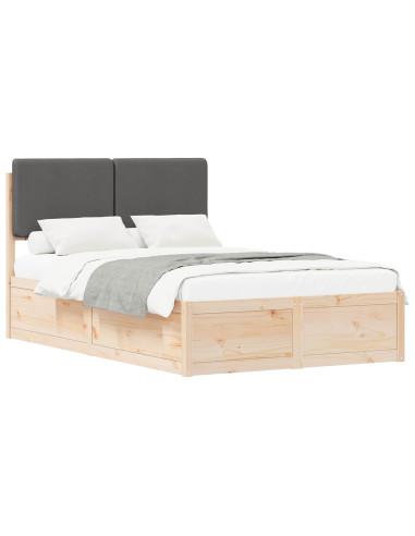 Letto con Testiera Rivestita Grigio scuro 120 x 200 cm