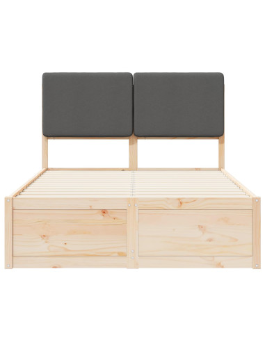 Letto con Testiera Rivestita Grigio scuro 120 x 200 cm