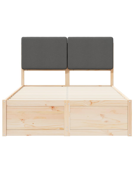 Letto con Testiera Rivestita Grigio scuro 120 x 200 cm