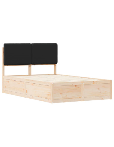 Letto con Testiera Rivestita Nero 120 x 200 cm Pino massello