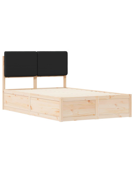 Letto con Testiera Rivestita Nero 120 x 200 cm Pino massello