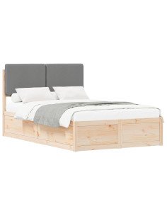 Letto con Testiera Rivestita Grigio chiaro 120 x 190 cm 2