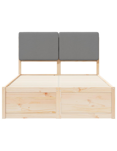 Letto con Testiera Rivestita Grigio chiaro 120 x 190 cm