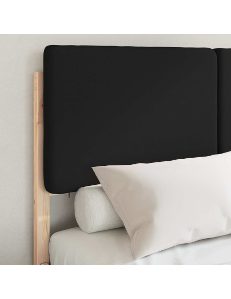 Letto con Testiera Rivestita Nero 120 x 190 cm Pino massello