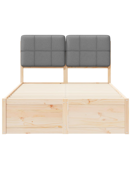 Letto con Testiera Rivestita Grigio chiaro 120 x 200 cm