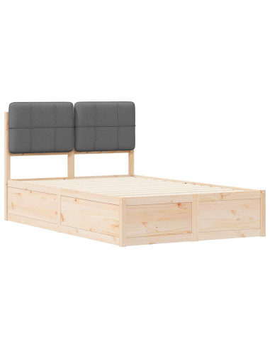 Letto con Testiera Rivestita Grigio scuro 120 x 200 cm