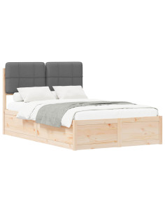 Letto con Testiera Rivestita Grigio scuro 120 x 190 cm 2