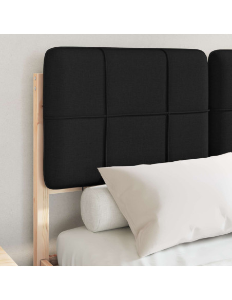 Letto con Testiera Rivestita Nero 120 x 190 cm Pino massello