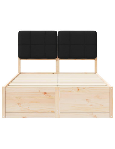 Letto con Testiera Rivestita Nero 120 x 190 cm Pino massello