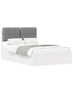 Letto con Testiera Rivestita Grigio chiaro 120 x 190 cm 2