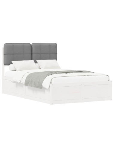 Letto con Testiera Rivestita Grigio chiaro 120 x 190 cm