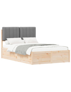 Letto con Testiera Rivestita Grigio chiaro 120 x 200 cm 2