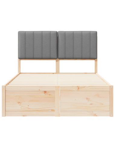 Letto con Testiera Rivestita Grigio chiaro 120 x 190 cm