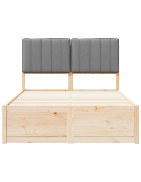 Letto con Testiera Rivestita Grigio chiaro 120 x 190 cm