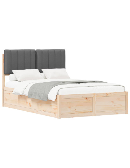 Letto con Testiera Rivestita Grigio scuro 120 x 190 cm