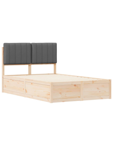 Letto con Testiera Rivestita Grigio scuro 120 x 190 cm