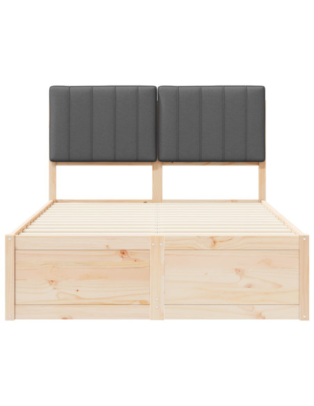 Letto con Testiera Rivestita Grigio scuro 120 x 190 cm