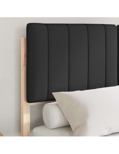 Letto con Testiera Rivestita Nero 120 x 190 cm Pino massello