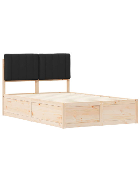 Letto con Testiera Rivestita Nero 120 x 190 cm Pino massello