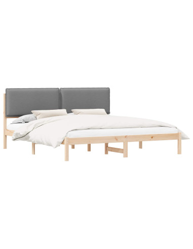 Letto con Testiera Rivestita Grigio chiaro 200 x 200 cm