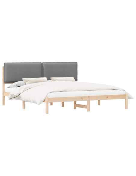 Letto con Testiera Rivestita Grigio chiaro 200 x 200 cm