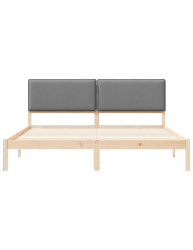 Letto con Testiera Rivestita Grigio chiaro 200 x 200 cm