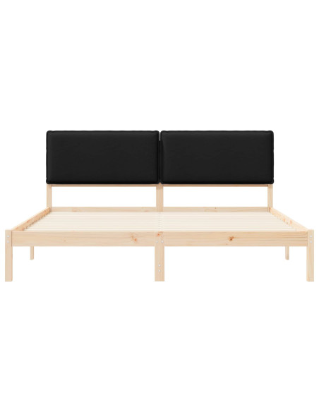 Letto con Testiera Rivestita Nero 200 x 200 cm Pino massello