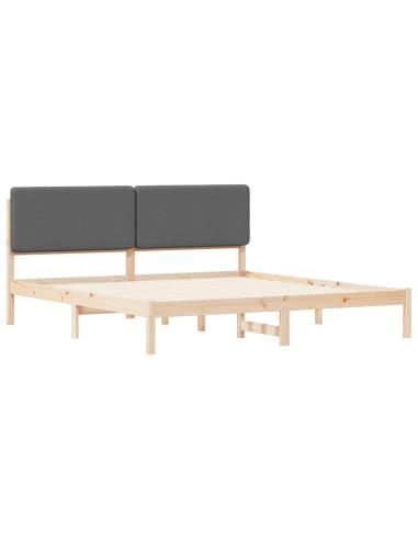 Letto con Testiera Rivestita Grigio scuro 200 x 200 cm