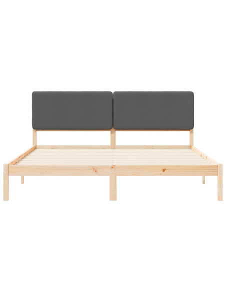 Letto con Testiera Rivestita Grigio scuro 200 x 200 cm