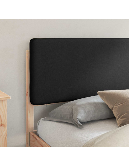 Letto con Testiera Rivestita Nero 200 x 200 cm Pino massello