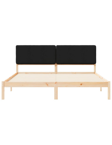 Letto con Testiera Rivestita Nero 200 x 200 cm Pino massello