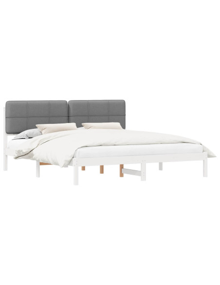 Letto con Testiera Rivestita Grigio chiaro 200 x 200 cm