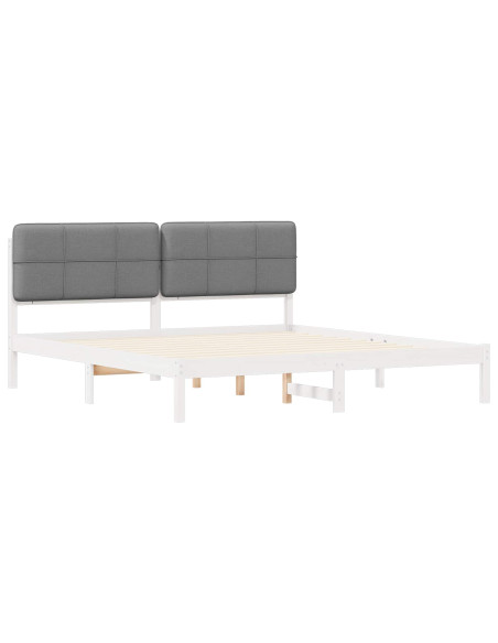 Letto con Testiera Rivestita Grigio chiaro 200 x 200 cm