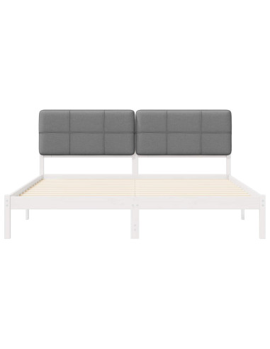 Letto con Testiera Rivestita Grigio chiaro 200 x 200 cm