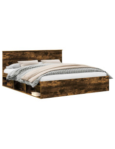 Struttura del letto Rovere fumé 200 x 200 cm Legno multistrato 2