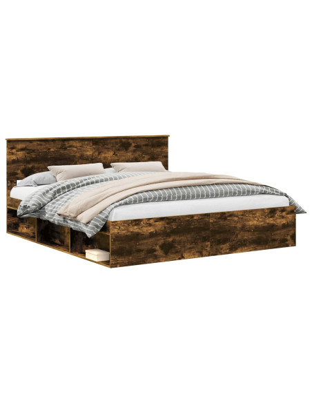 Struttura del letto Rovere fumé 200 x 200 cm Legno multistrato