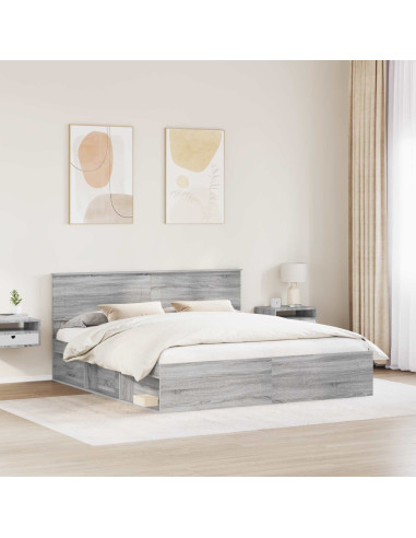 Struttura del letto con testiera Grigio Sonoma 200 x 200 cm