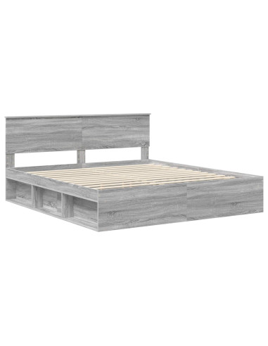 Struttura del letto con testiera Grigio Sonoma 200 x 200 cm