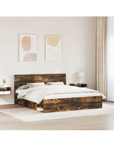 Struttura del letto Rovere fumé 180 x 200 cm Legno multistrato