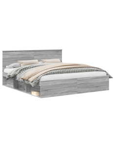 Struttura del letto con testiera Grigio Sonoma 180 x 200 cm 2