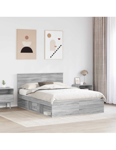 Struttura del letto con testiera Grigio Sonoma 160 x 200 cm
