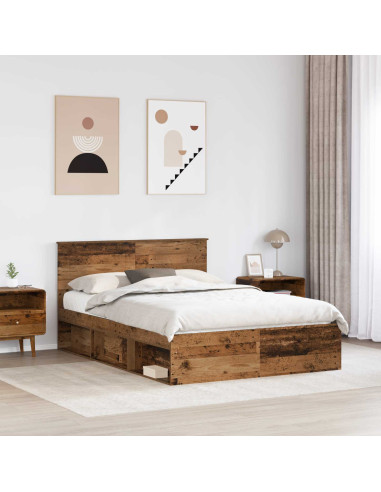 Struttura del letto con testiera Legno vecchio 140 x 190 cm
