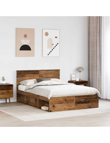 Struttura del letto con testiera Legno vecchio 140 x 190 cm