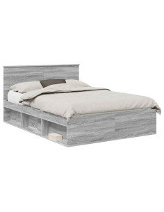 Struttura del letto con testiera Grigio Sonoma 140 x 200 cm 2