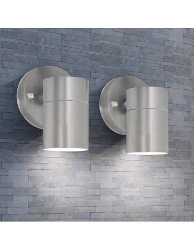 Lampada LED da Parete 2 pz Acciaio Inox Proiezione Basso